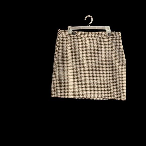 ANN‎ TAYLOR LOFT Petites Size 14 Houndstooth Pattern Brown Skirl - Picture 2 of 9